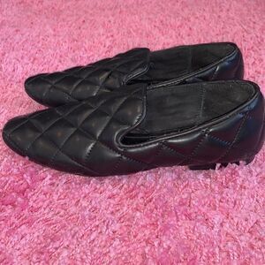 Zara Black Quilted Loafer Flats Size 5